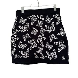 Girl’s Black Sweater Skirt with White Butterfly Print Size XL (14/16)